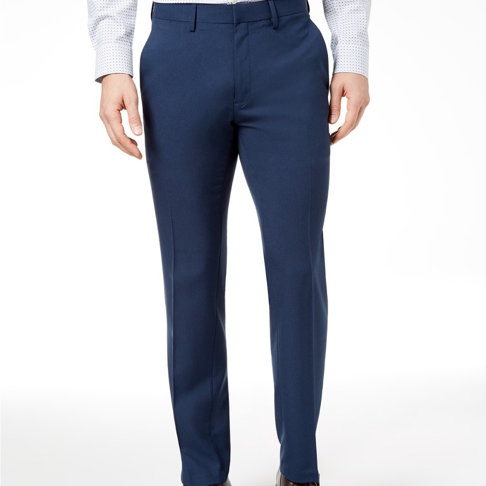 Kenneth Cole Reaction Men's Modern-Fit Micro-Check Dress Pants - Navy Combo